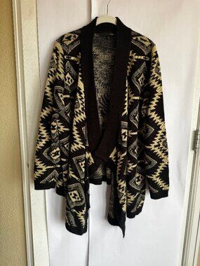 Aztec Knit Heavy Cardigan, Women's Large